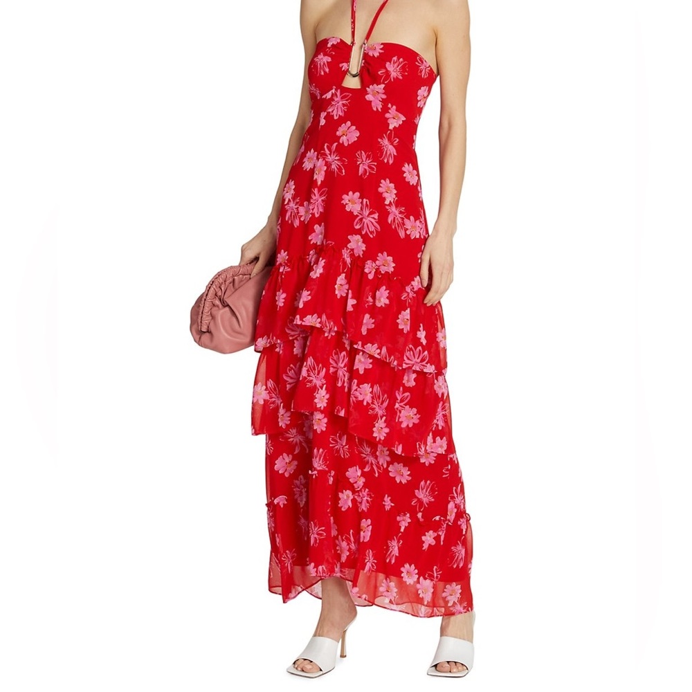 WAYF Red Floral Maxi Dress